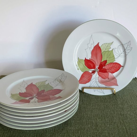 Vintage BLOCK SPAL Pointsettia Christmas Holiday Salad/Dessert Plate 8" - Picture 3 of 4
